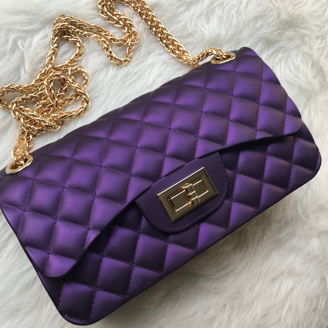 Quilted Jelly Handbag - Purple