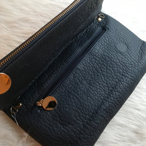 Coco - Navy Blue Faux Leather Clutch
