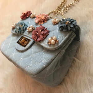 Denim Quilted Mini Handbag